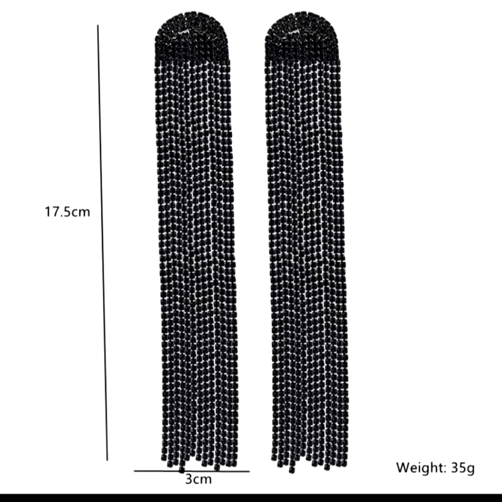 🎂❤️NWT Black Crystals long links Post Earrings. - Picture 7 of 7